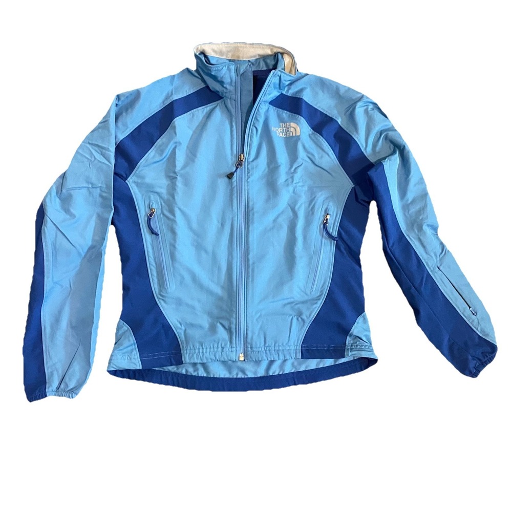 The North Face Womens Jacket S Blue Colorblock Full Zip Windbreaker Lightweight